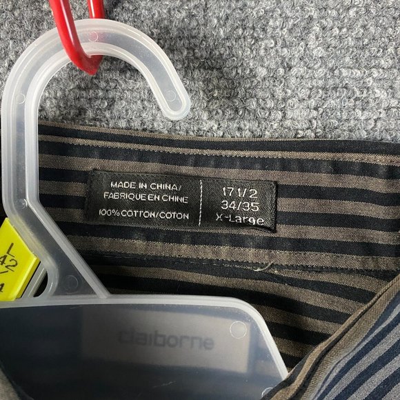 Claiborne Long Sleeve Button Up Shirt XL 17.5 34/35 Striped Modern Fit Cotton - Picture 4 of 8